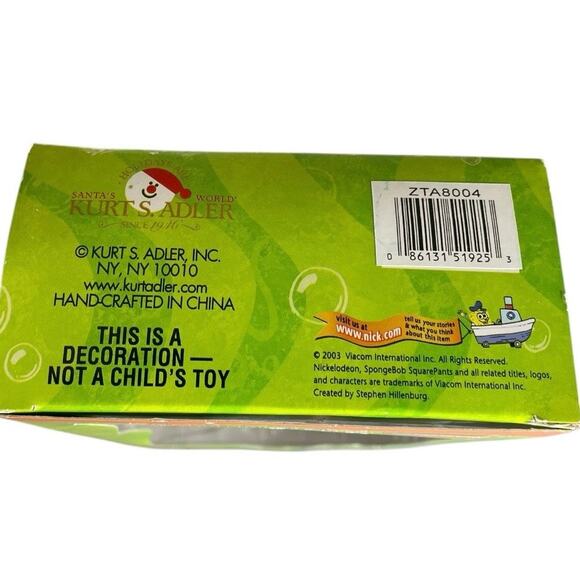 Vintage 2003 Kurt Adler SpongeBob SquarePants 3” Glass Holiday Ornaments - Picture 2 of 4